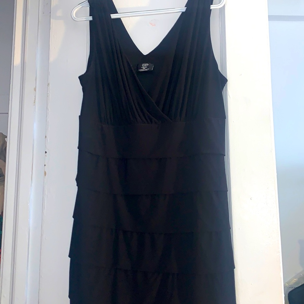 Black formal dress with no sleeves